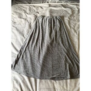 Zac & Rachel Gray Textured Wavy Pintuck Maxi Skirt Lined Elastic Waist Large